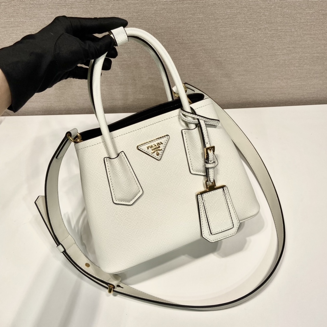 Prada Double Saffiano Leather Mini Bag Shoulder Bag White 1BG443